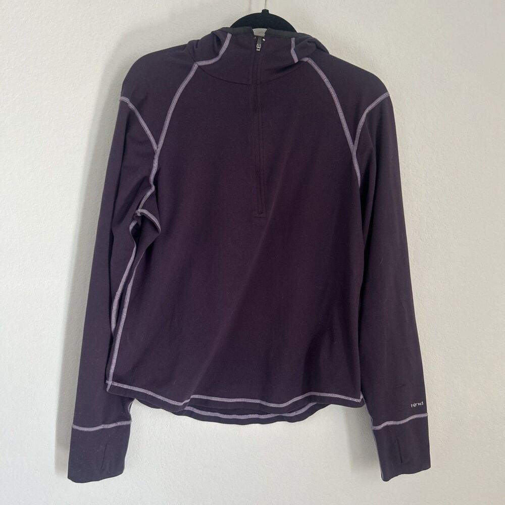 Hind Quarter Zip Hoodie Purple Stretchy w Thumbholes Activewear Top Sz L